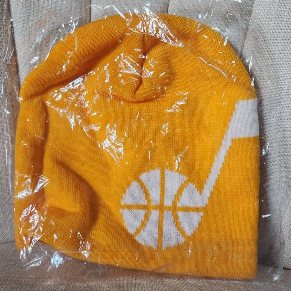 NEW Utah Jazz promo NordicTrack yellow knit cap snow ski beanie basketball